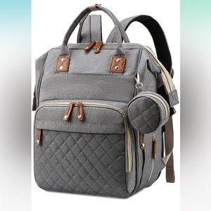 NWOT Baby Diaper Bag Backpack With Changing Station Pad (Grey)